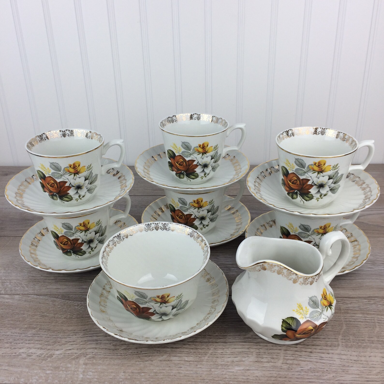 English Ironstone Tea Set 6 Tea Cups Saucers Sugar Bowl & Etsy Canada