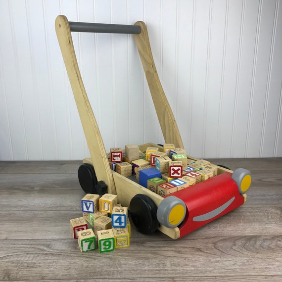 Vintage Set of 62 Wooden Alphabet Blocks With Trolley / - Etsy