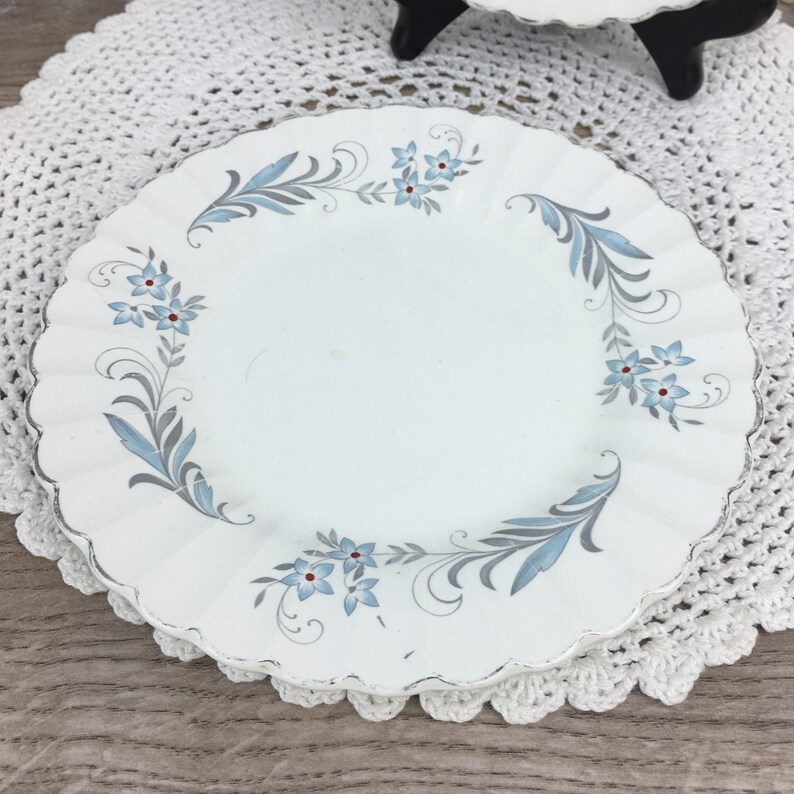 Retro 50/'s Kitchen Set of 2 Vintage J/&G Meakin English Ironstone Classic White Replacement Bread Plates Blue Floral Made in England