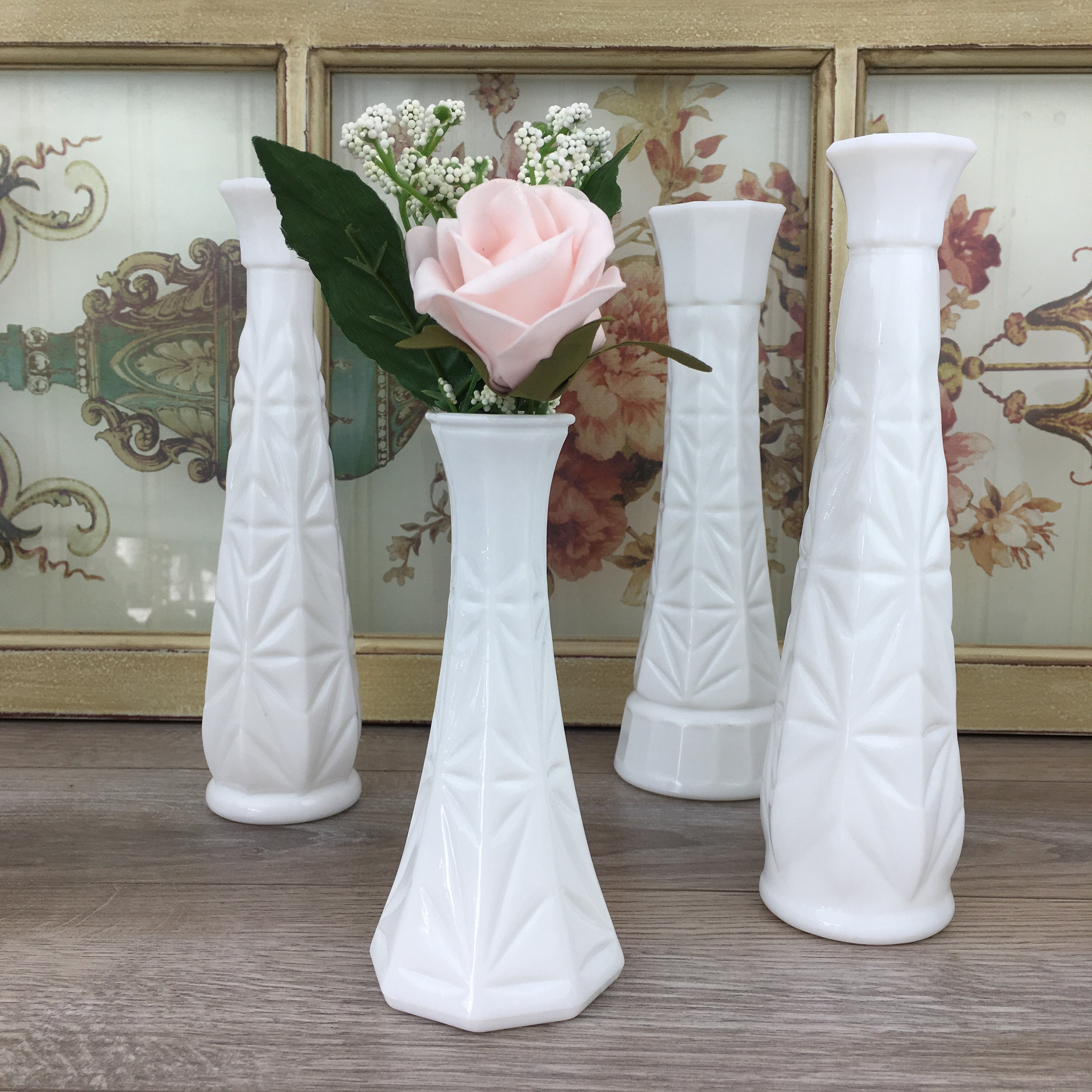 Vintage Milk Glass Flower Vases Set of 4 White Bud Vases by Etsy Canada