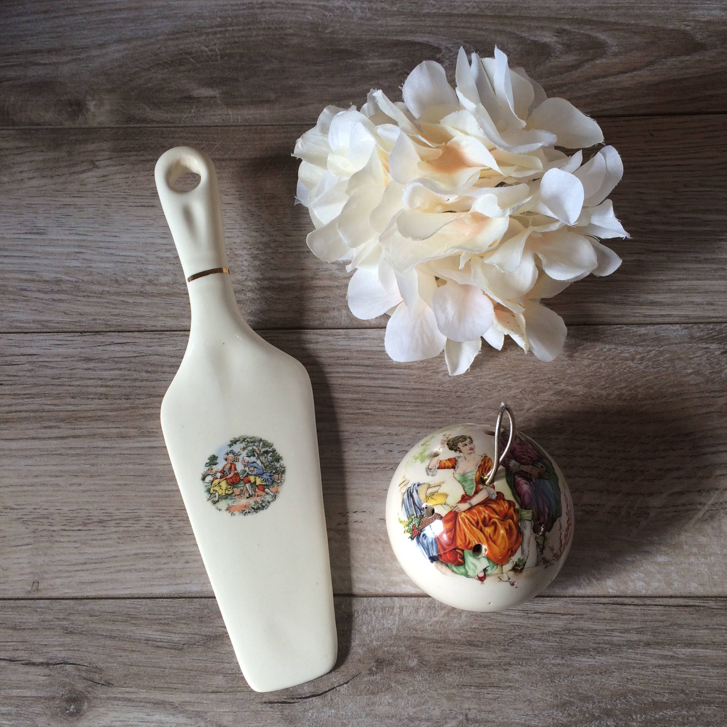 Vintage Ceramic Potpourri Ball and Cake Server Home Decor Set Etsy