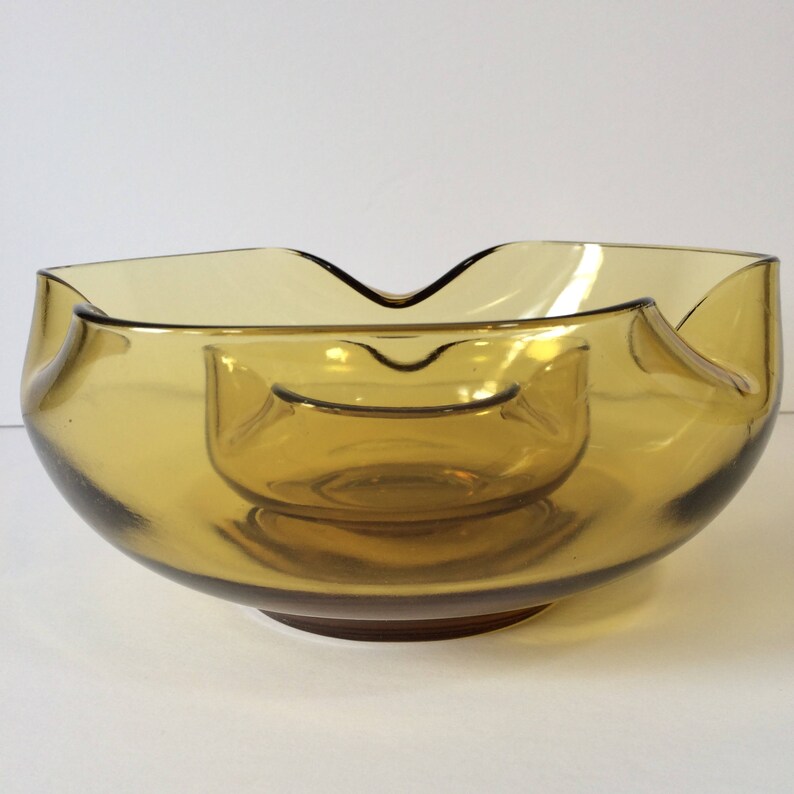 Vintage Amber Glass Snack Bowl Set of 2/ Yellow Amber Glass Etsy