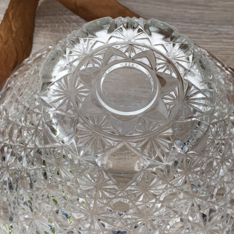 Vintage Clear Glass 10'' Salad Bowl Large Pressed Etsy