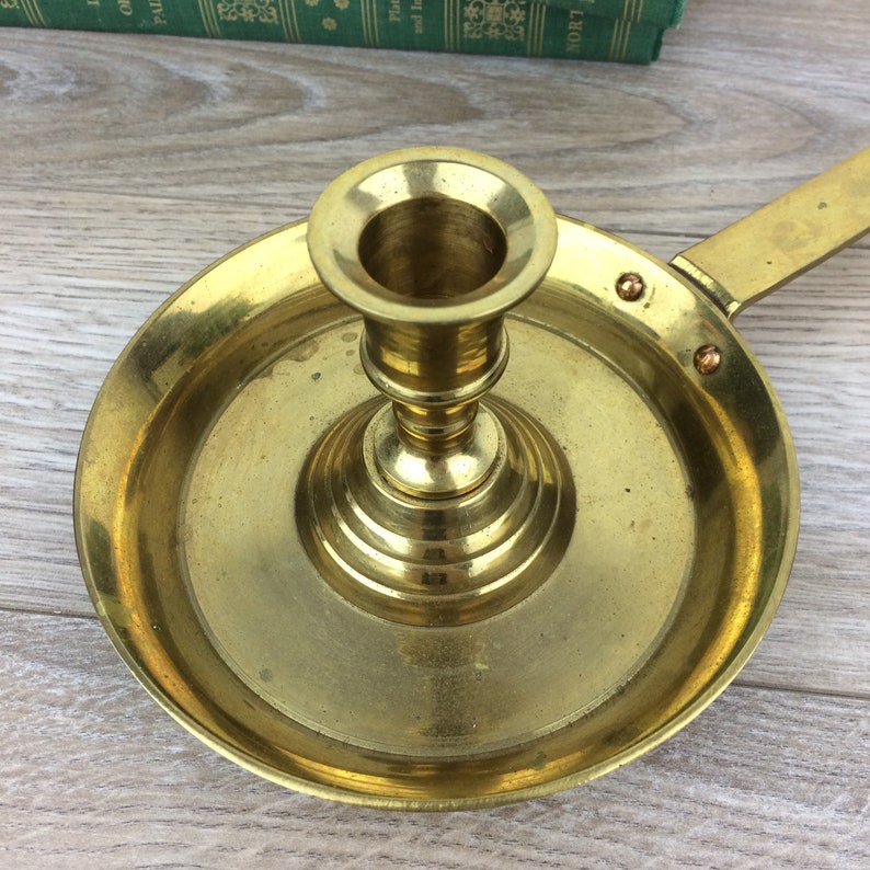 Vintage Brass Candle Holder with Handle Solid Brass Etsy