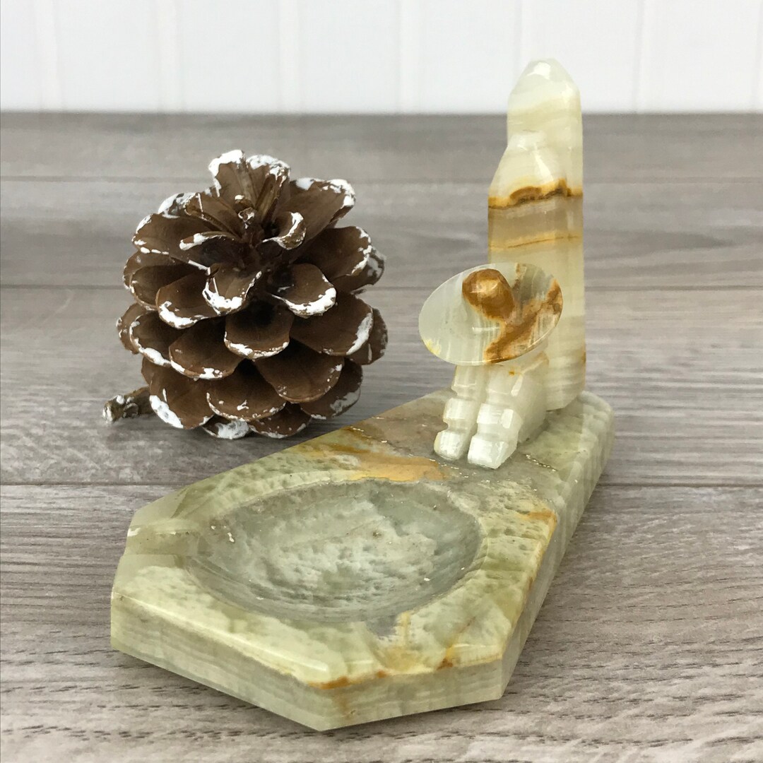 アンティーク雑貨 70s Mexican onyx accessory case Vintage Vero Onice Extra Onyx Ashtray , Lighter & Cigarette