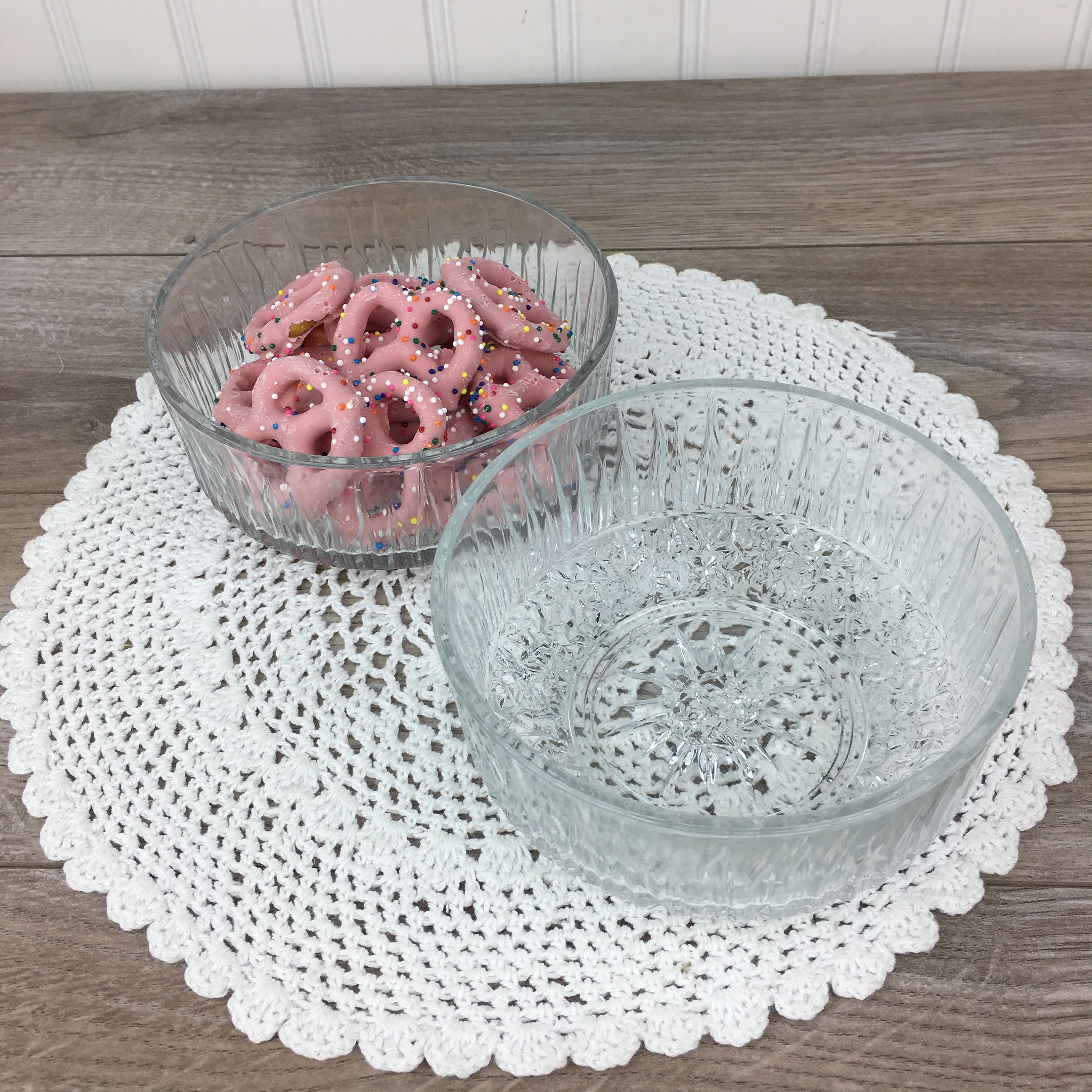 Vintage Clear Glass Salad Bowls Set of 2 Small Berry Bowls Etsy