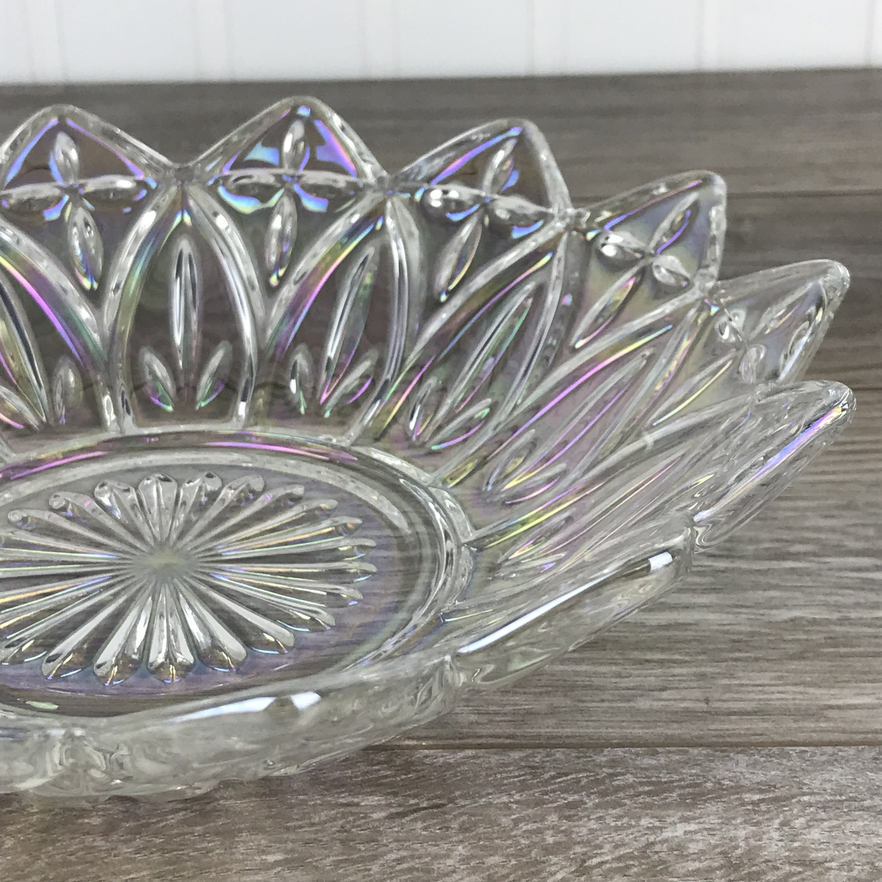 Vintage Federal Glass Clear Iridescent Carnival Glass