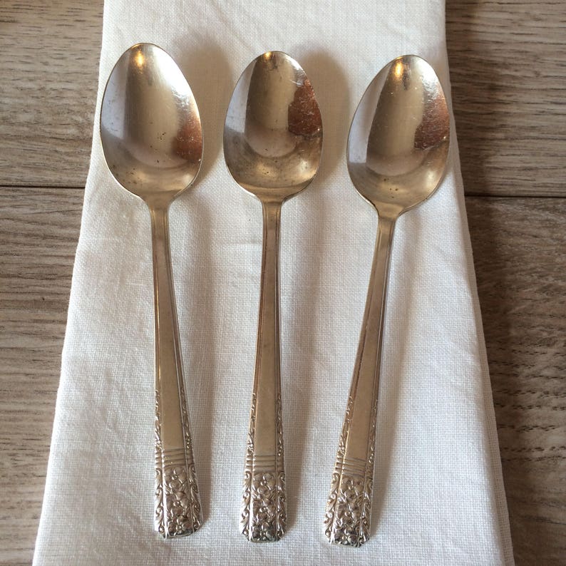 Set of 3 Vintage Silver Plate Tea Spoons Wallace Brothers Etsy