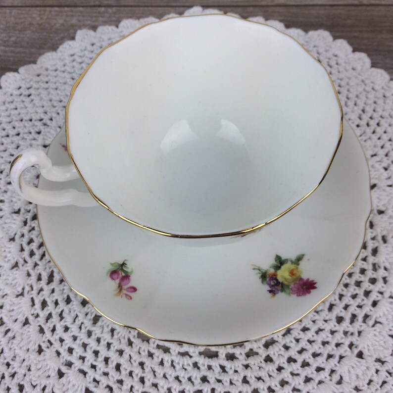 Vintage Pink Ditsy Floral Tea Cup and Saucer Set, Mismatched Set