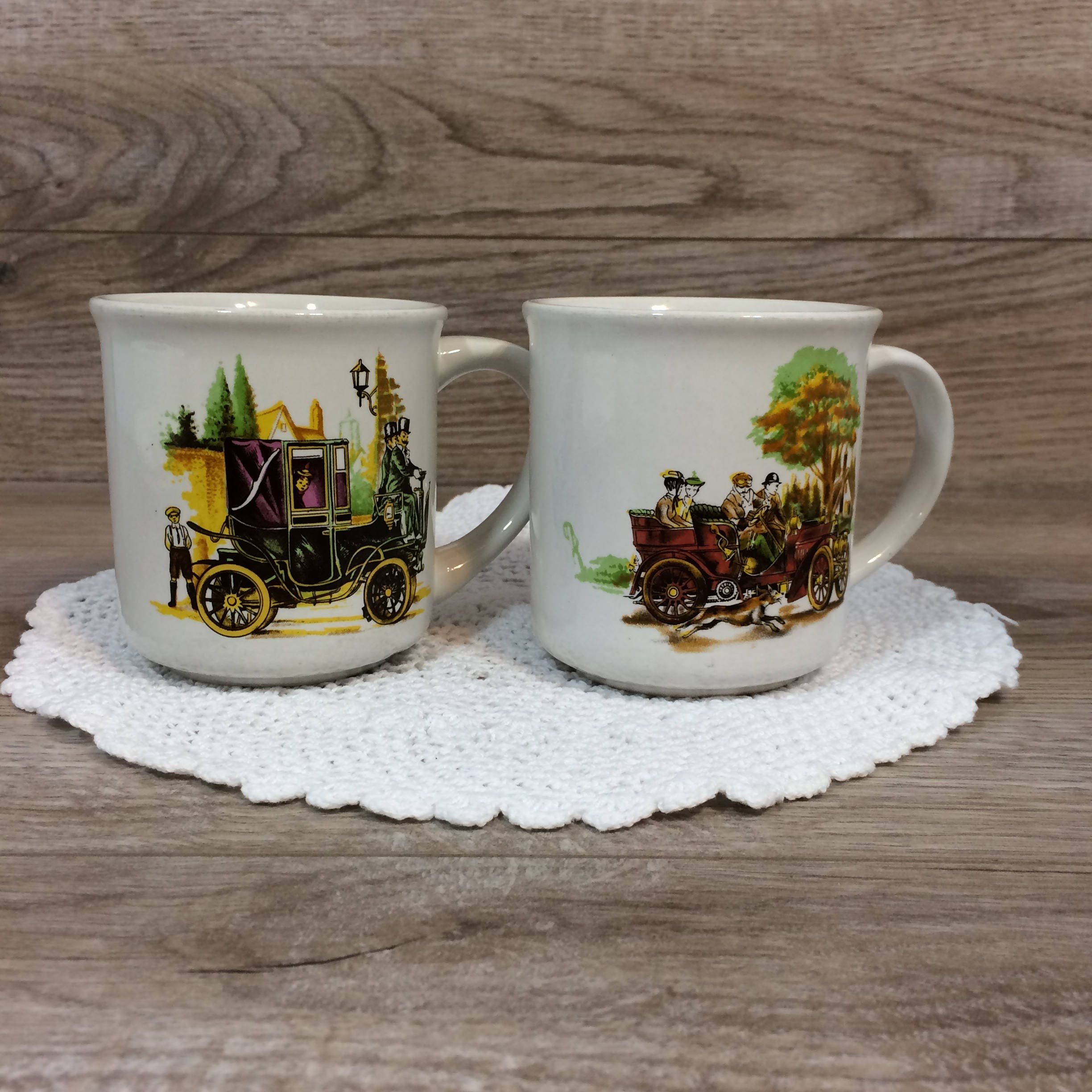 Vintage Car Coffee Mugs,naaman Coffee Cups,transport Coffee Cups,automobile  Tea Mug ,old Cars Coffee Mugs, Israeli Ceramics , Naaman Vintage 