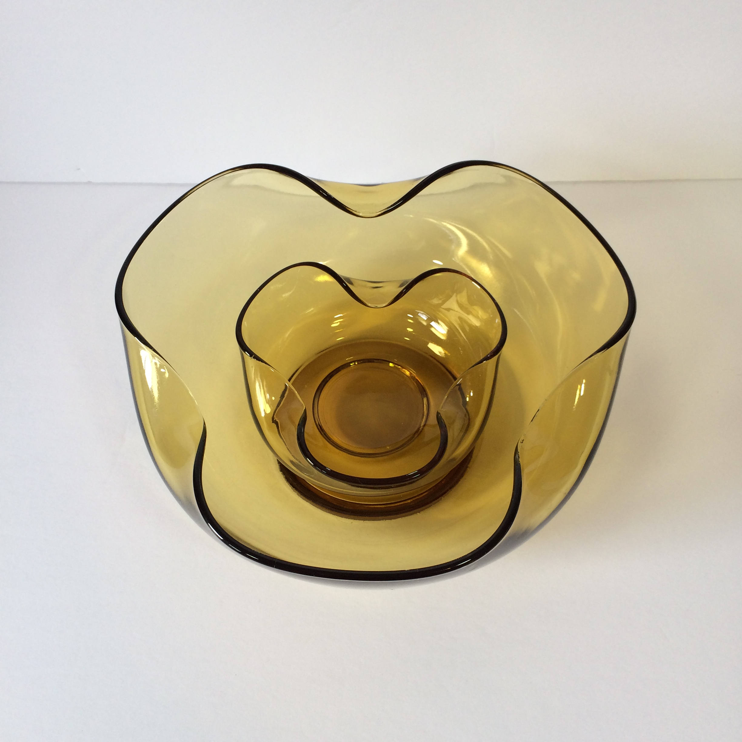 Vintage Amber Glass Snack Bowl Set of 2/ Yellow Amber Glass Etsy