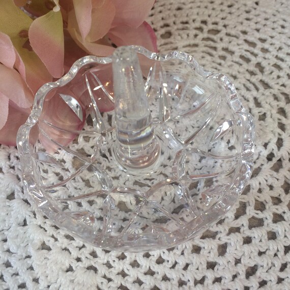 Jewelry Storage Valentine/'s day Gift Trinket dish Romantic Gift Vintage Crystal Ring Dish for your Vanity of Bed Side Table