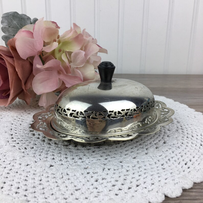 Vintage Silver Plated Butter Dish With Lid Small Covered Etsy
