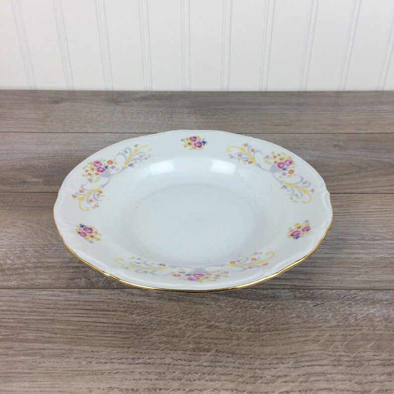 Vintage Chodziez Poland Pink Rose Soup Bowl, Polish Fine Porcelain, 8 1