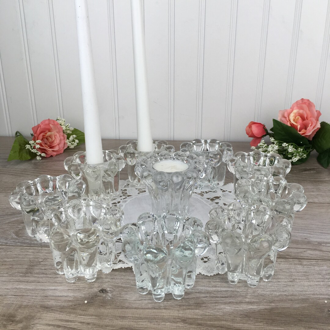Vintage Clear Glass Candlestick Holders Lot of 10 Classic Etsy