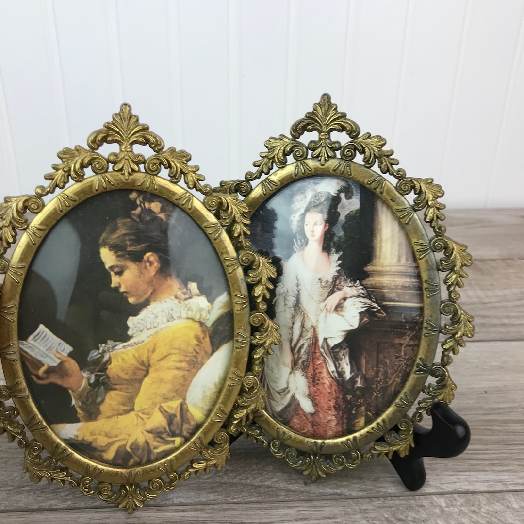 Pair of Vintage Ornate Brass Oval Wall Hangings W/ Etsy