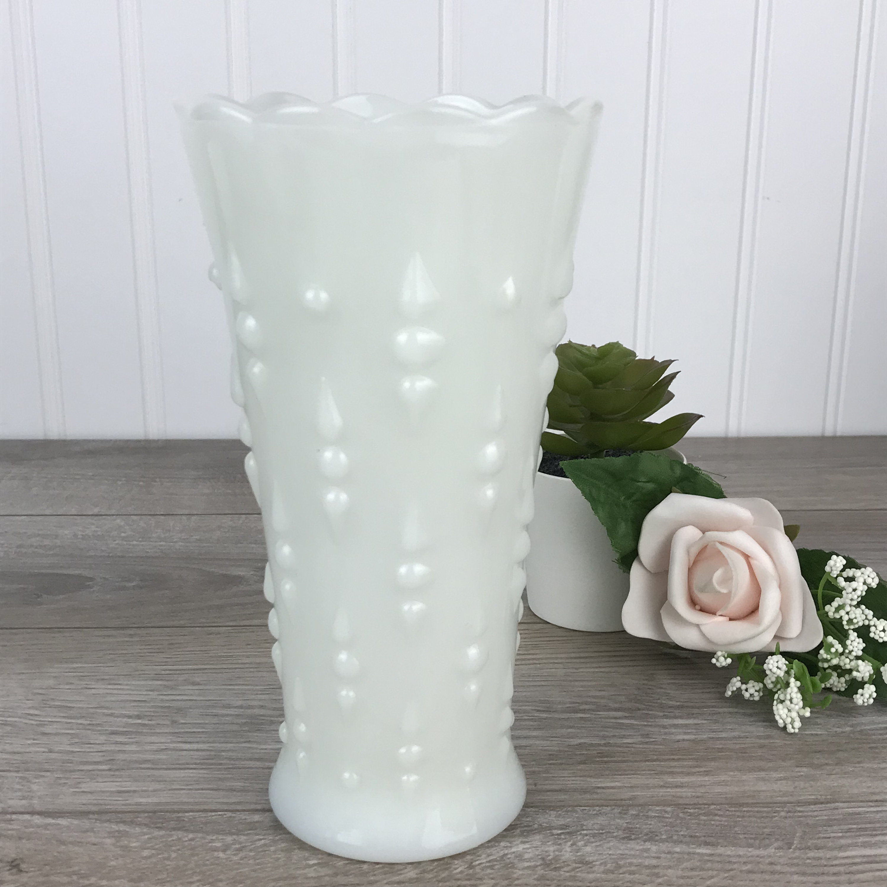 Vintage Milk Glass Flower Vase Tear Drop & Pearl Design Milk Etsy