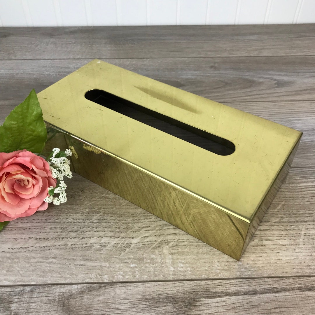 Vintage Solid Brass Tissue Box Cover Hollywood Regency Gold Etsy