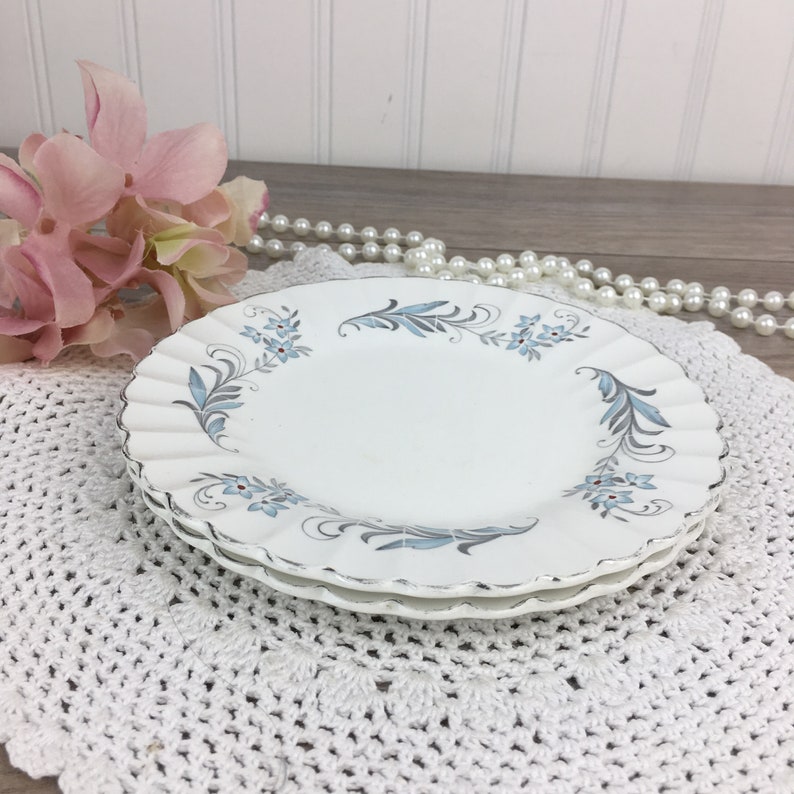 Retro 50/'s Kitchen Set of 2 Vintage J/&G Meakin English Ironstone Classic White Replacement Bread Plates Blue Floral Made in England