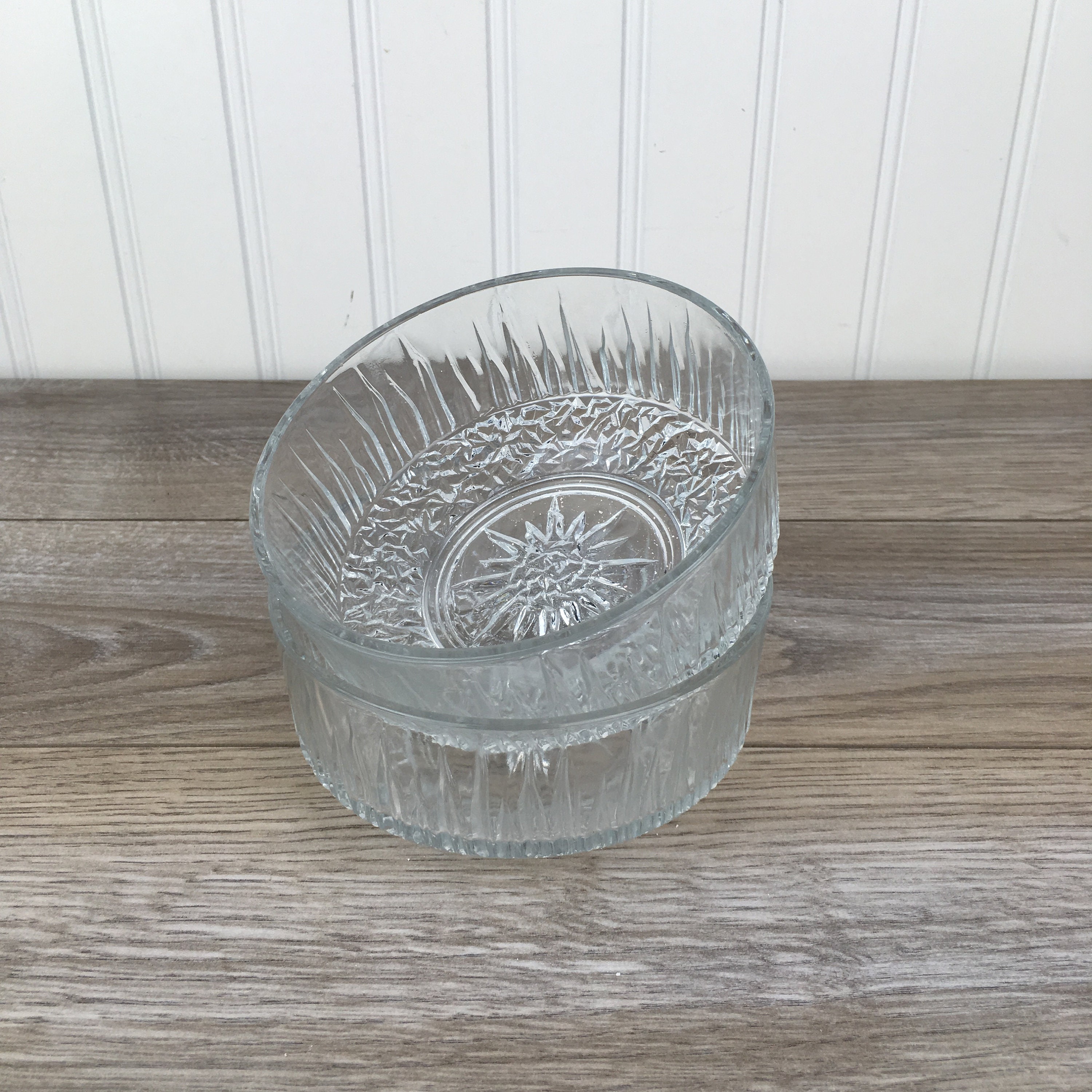 Vintage Clear Glass Salad Bowls Set of 2 Small Berry Bowls Etsy