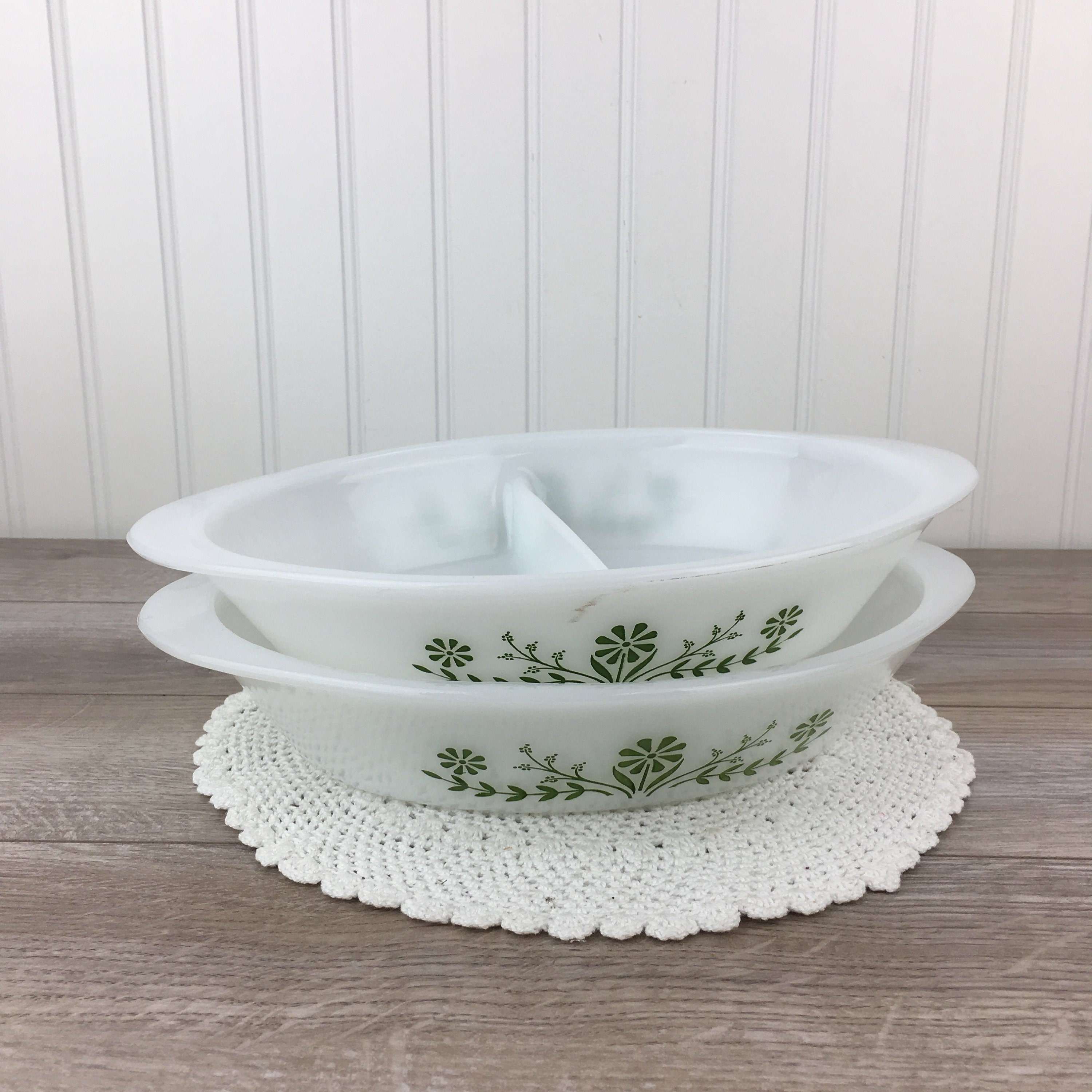 Glasbake Divided 2Qt Casserole Dish Green Floral (2qt) – Main