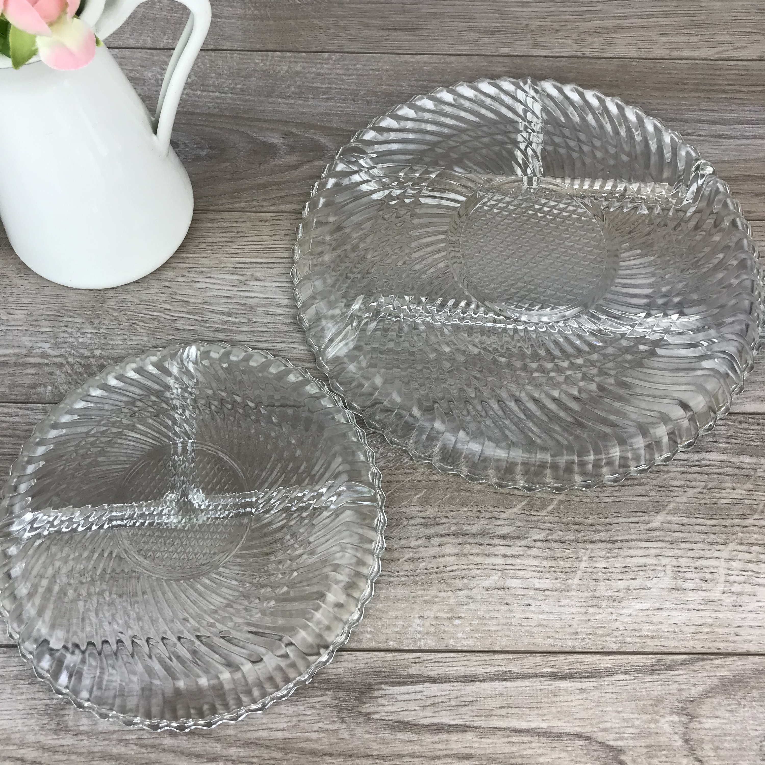 Set of 2 Vintage Libbey Glass Relish Dish Plates Pressed Etsy