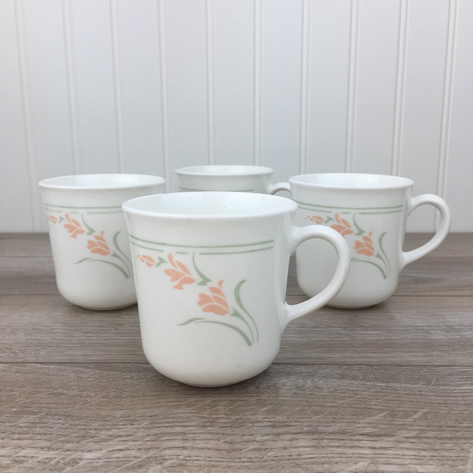 Set of 4 Vintage Corelle by Corning Mugs Peach Garland Tea Etsy