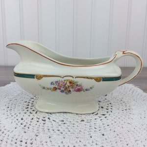 Vintage English Bone China Footed Gravy Boat, 40s W H Grindley, Windsor Ivory Porcelain, Art Deco, Shabby Chic Thanksgiving Table Setting