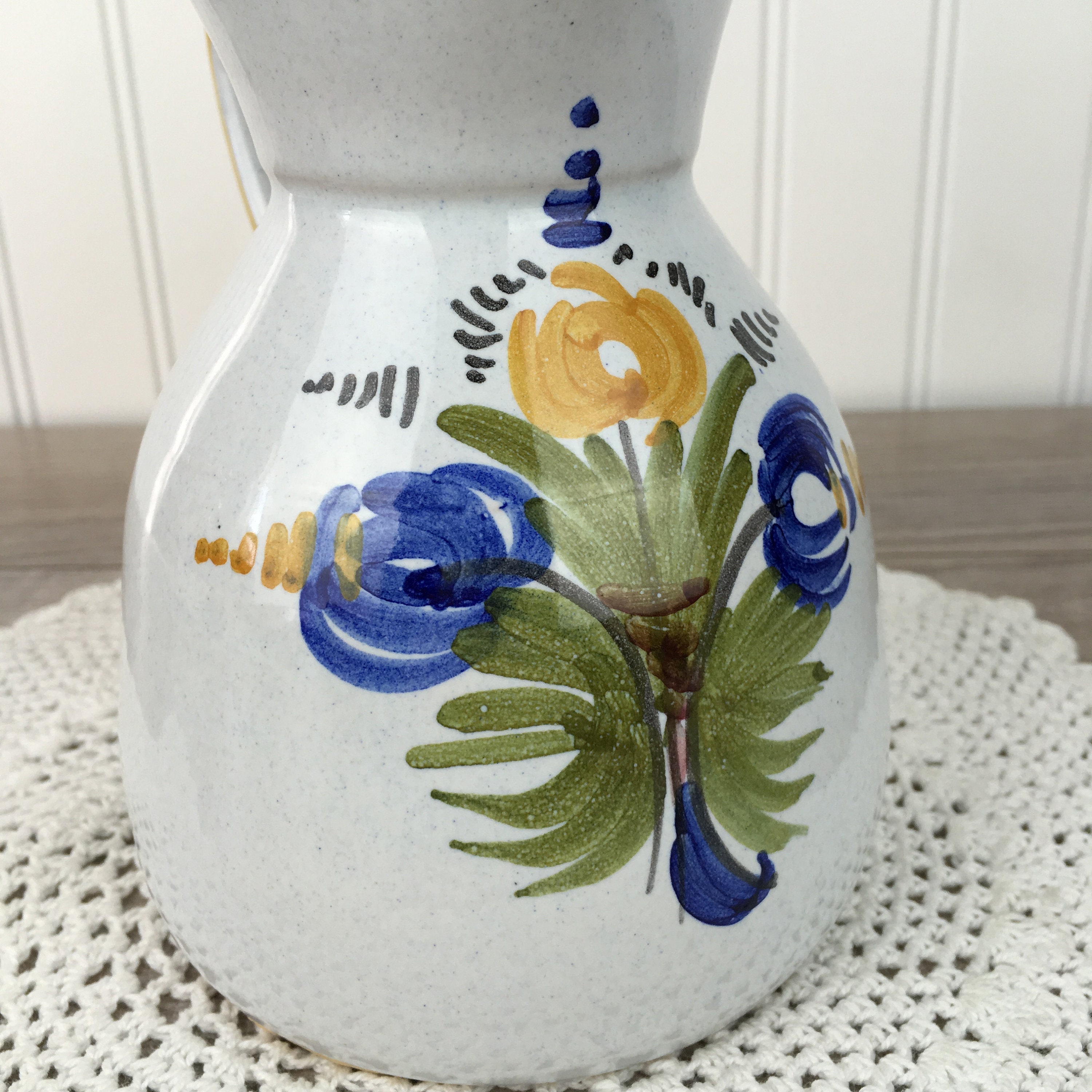 Vintage Talavera Spanish Pottery Wine Pitcher Vase Jug Hand Etsy