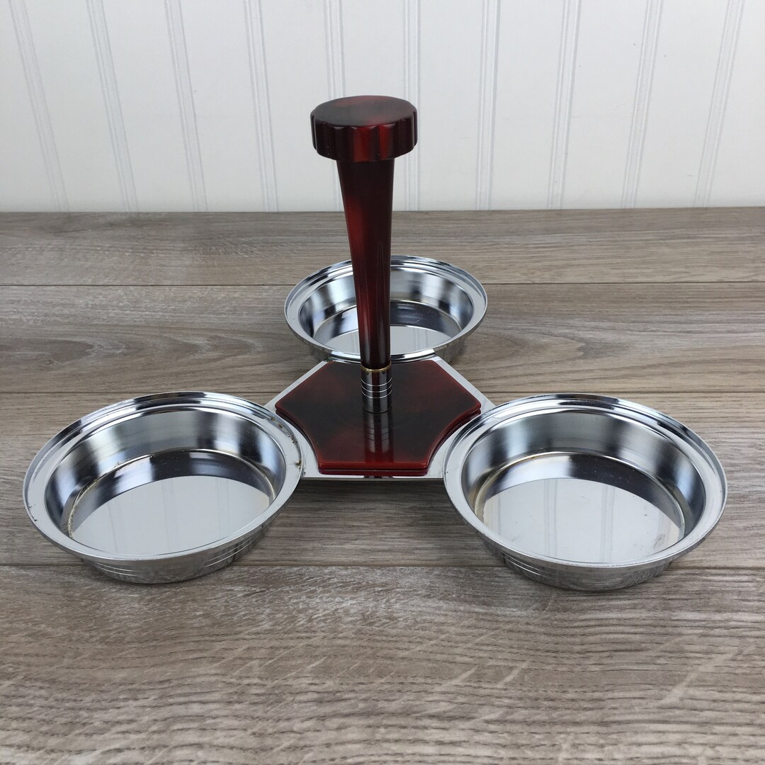 Vintage Condiment Dish, Glohill by Gourmates, Red Bakelite & Chrome