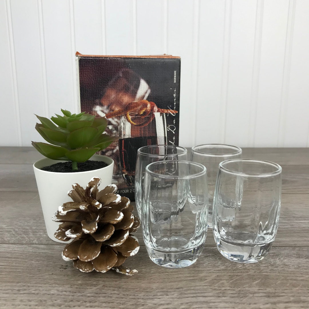 Vintage Clear Glass Shot Glasses, Set of 4 2 Oz Shot Glass, Cecilia