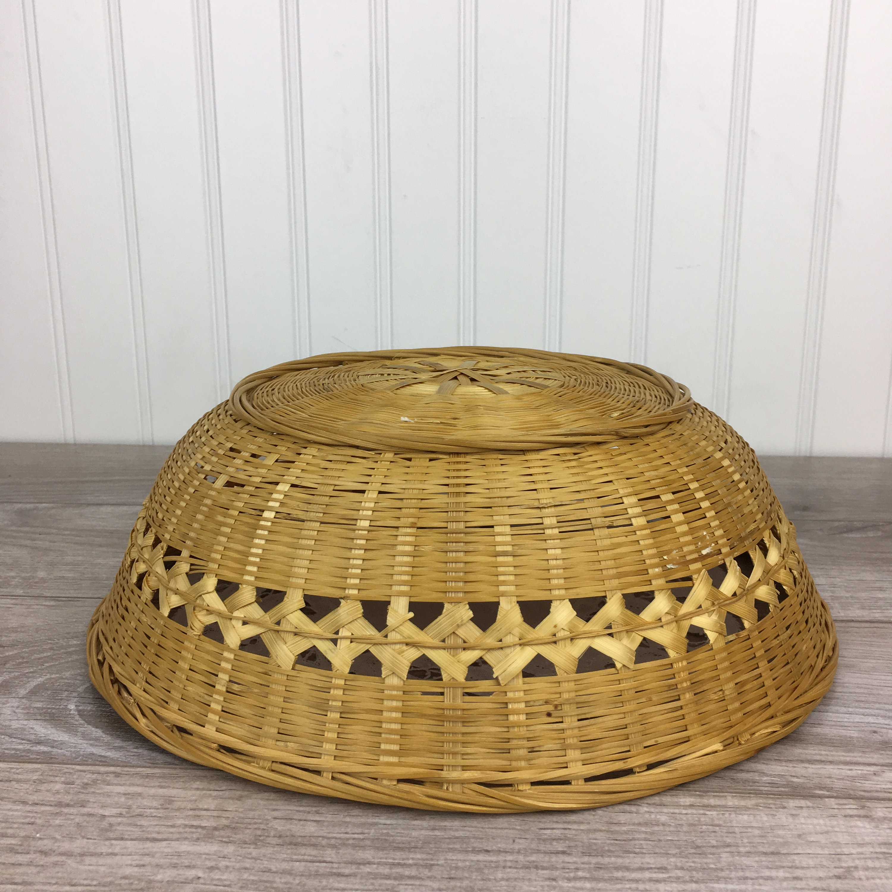 Vintage Round Wicker Basket Natural Wicker Boho Chic Storage Etsy