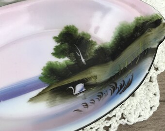 Vintage Green Mark Piece Rice Bowl Set by Noritake, White Swan W