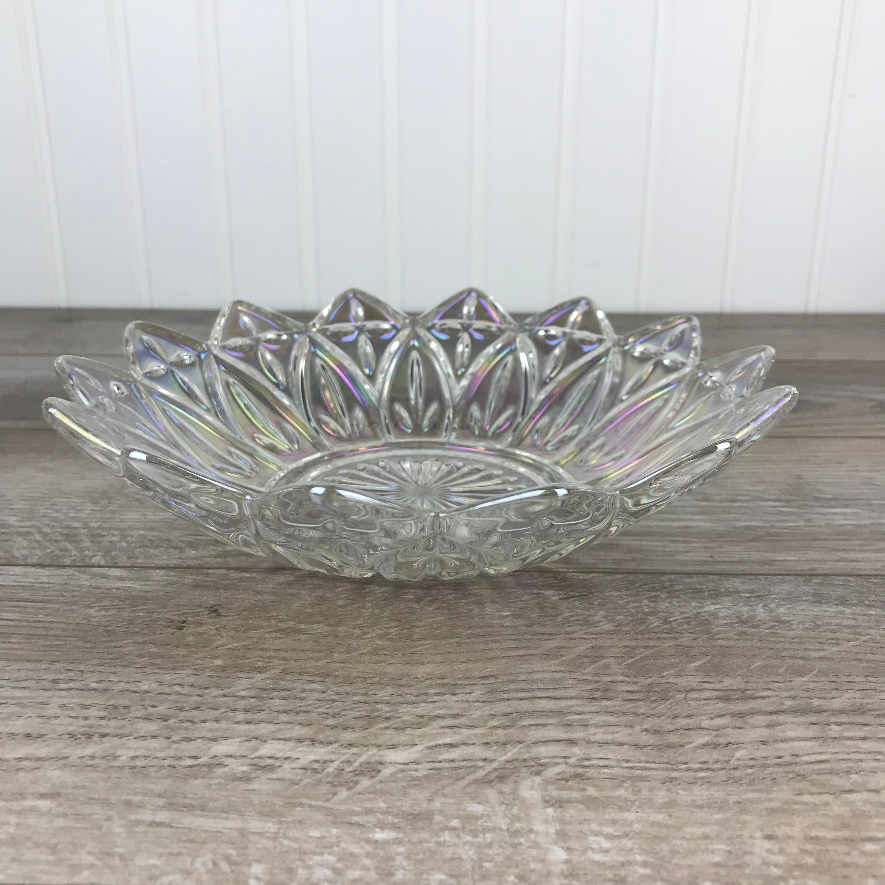 Vintage Federal Glass Clear Iridescent Carnival Glass