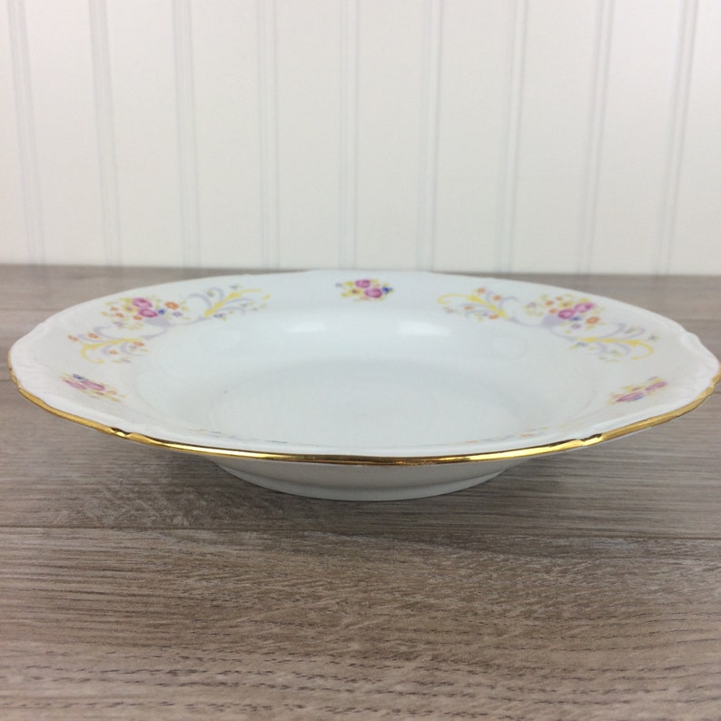 Vintage Chodziez Poland Pink Rose Soup Bowl, Polish Fine Porcelain, 8 1