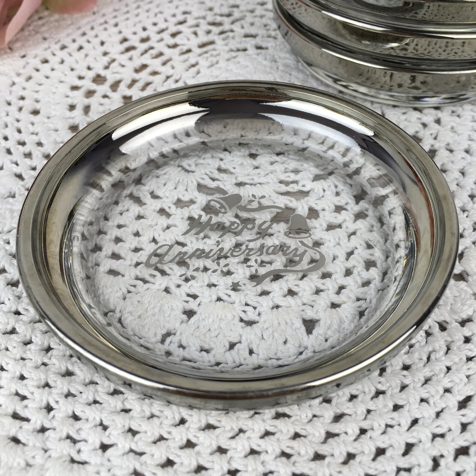 Vintage Glass Coasters With Silver Plated Rim 4'' Etsy