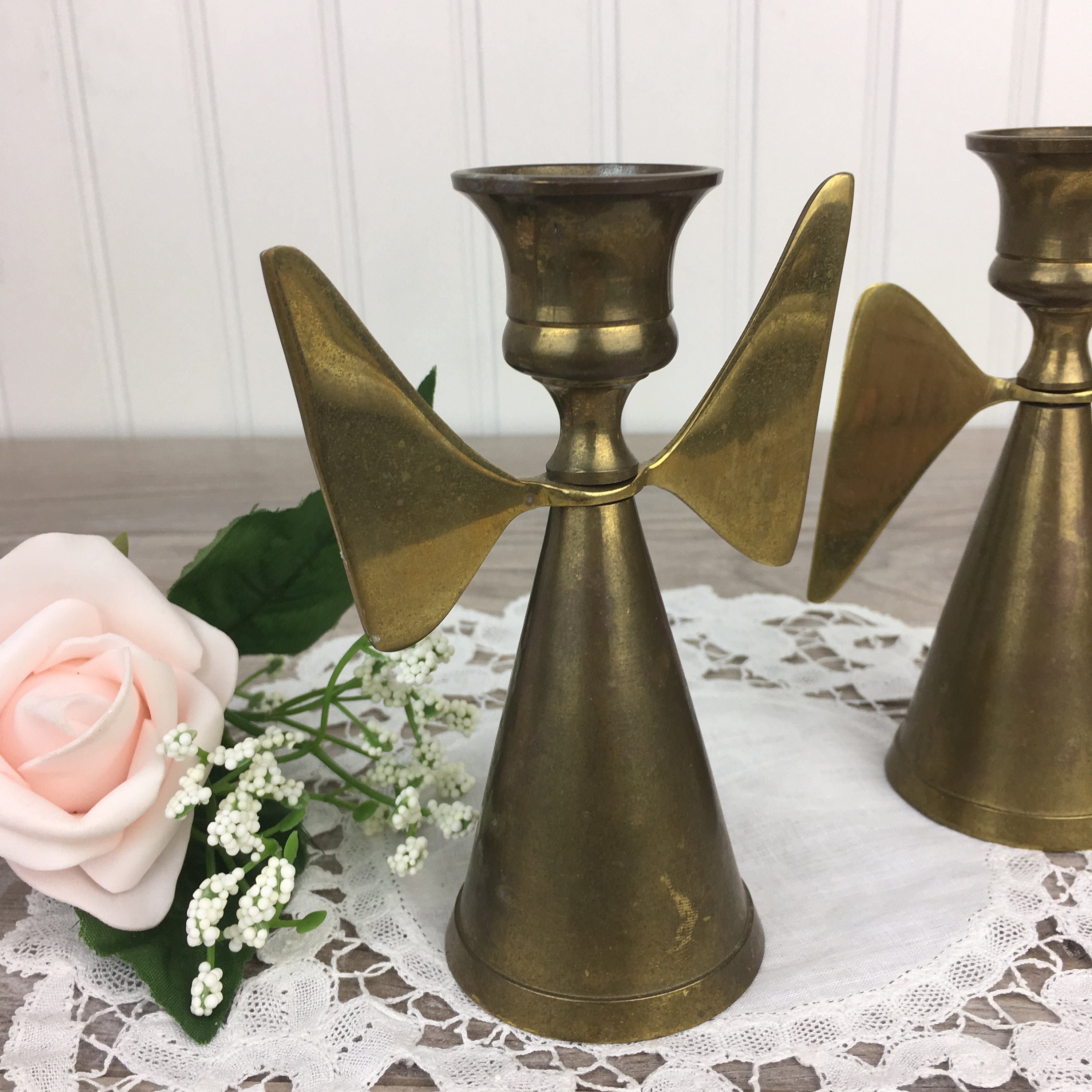Vintage Candle Holders - Brass - Imported From India - Set Of 2