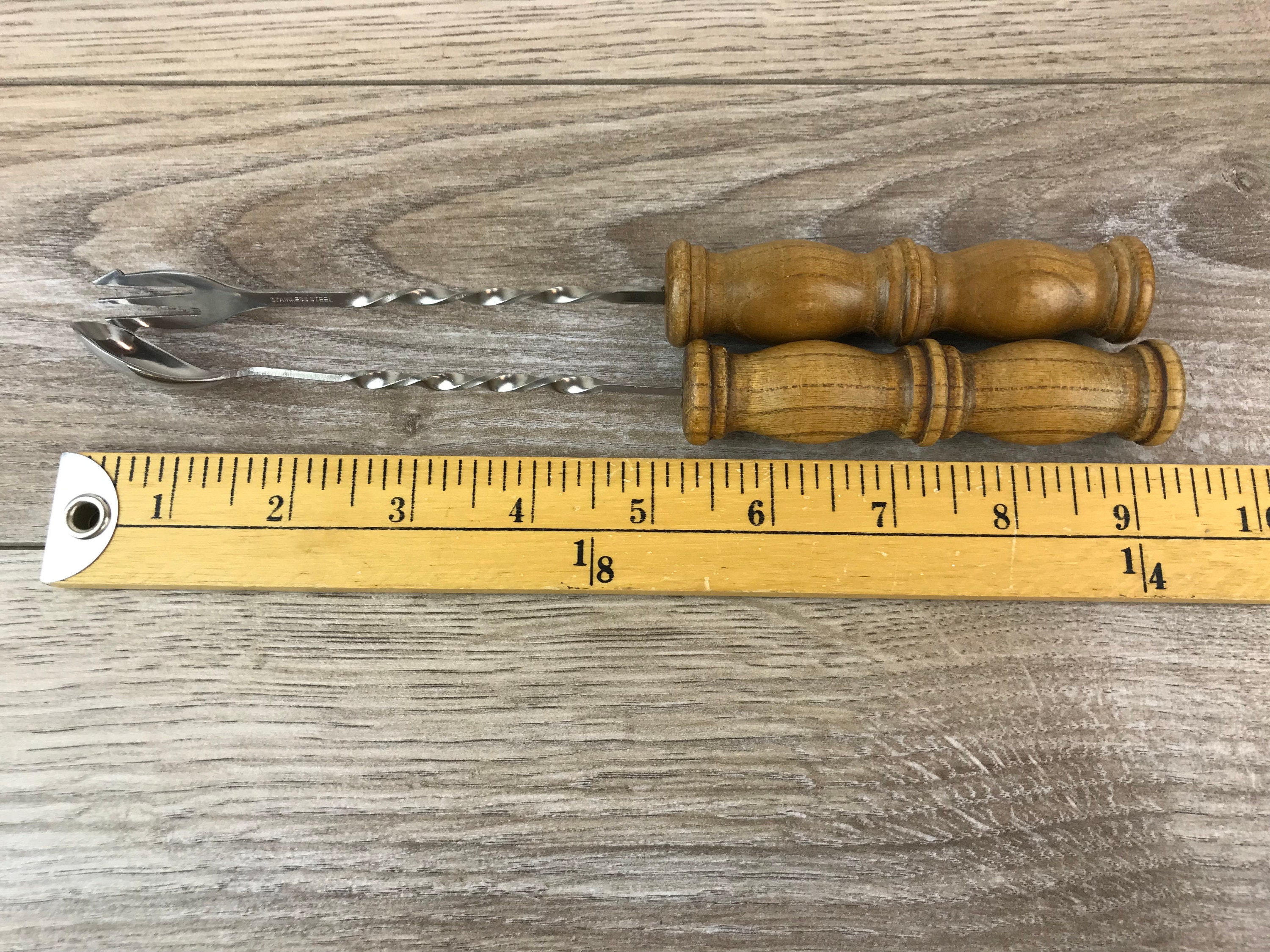 Vintage Bar Tools 3 Piece Set W/ Carved Wood Handles