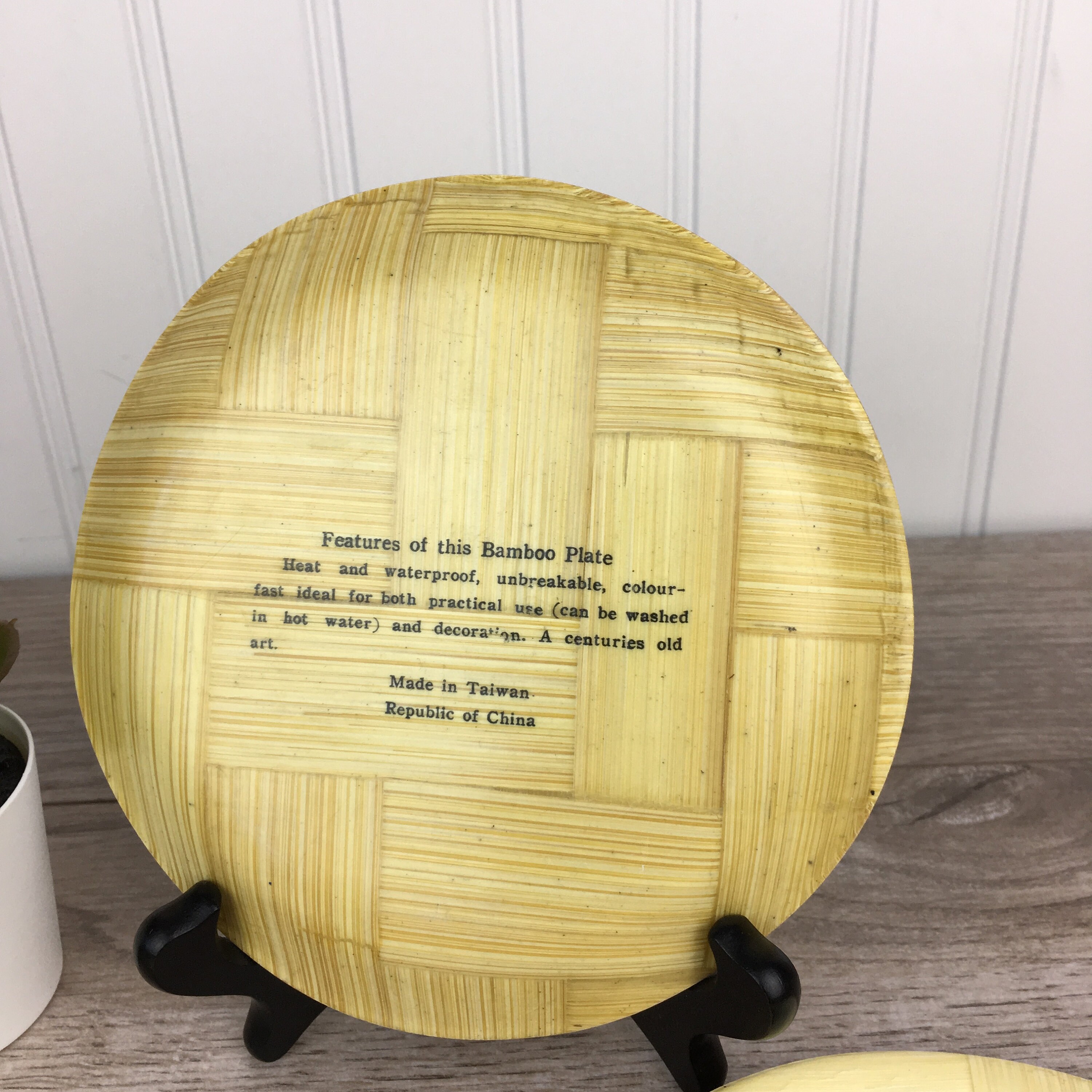 上品なブランド 3 of Set Plates, Bamboo Chinese Vintage Woven 6 Wood 間仕切り・パーテーション