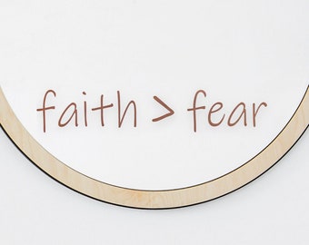 Faith > Fear Mirror Decal, Bathroom Sticker, Bedroom Decor, Motivational Quote, Faith Greater Than Fear, Rose Gold, Faith Over Fear