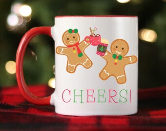 Funny Christmas Mug | Cute Gingerbread Hot Chocolate Mug | Cheers! Christmas Coffee Mug | Holiday Cheer | Gingerbread Christmas Gift for Her