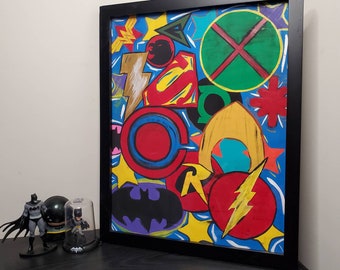 DC Symbols Fan Art 11x14 acrylic on canvas paper