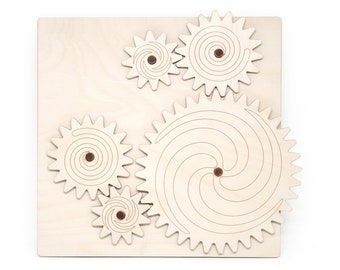 Lasercut Gears, Wooden gears, Gear Toys, Gear Board, Montessori Toys, Toddlers Toys, Educational Kids Gifts, STEM Toy, Montessori Busy Board