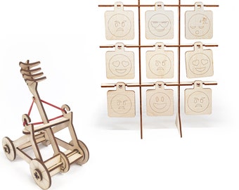 DIY Laser Cut Catapult and Target Kit, Wooden Miniature Catapult, Gift for Boys, Men, Boyfriend, Husband, Gift for Girls, Corporate Gifts