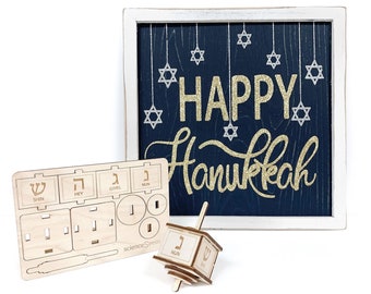 DIY Wooden Hanukkah Dreidel Kit, Lasercut wooden dreidel, Wooden engraved dreidel, Chanukkah Dreidel, Custom Engraving available