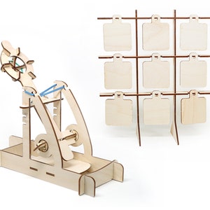 DIY Wooden Catapult Kit- Adjustable Arm, Kids Catapult Kit, STEM Kits, Science and Physics Toys, Educational Toys, Childrens Engineering Toy