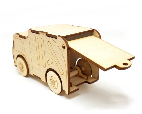 wooden garbage truck