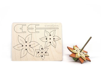 Lily Flower Spinning Top Kit, DIY Tops, Wooden laser cut tops