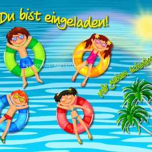 8 uitnodigingskaarten zwembad verjaardag kinderen kinderverjaardagsuitnodigingen