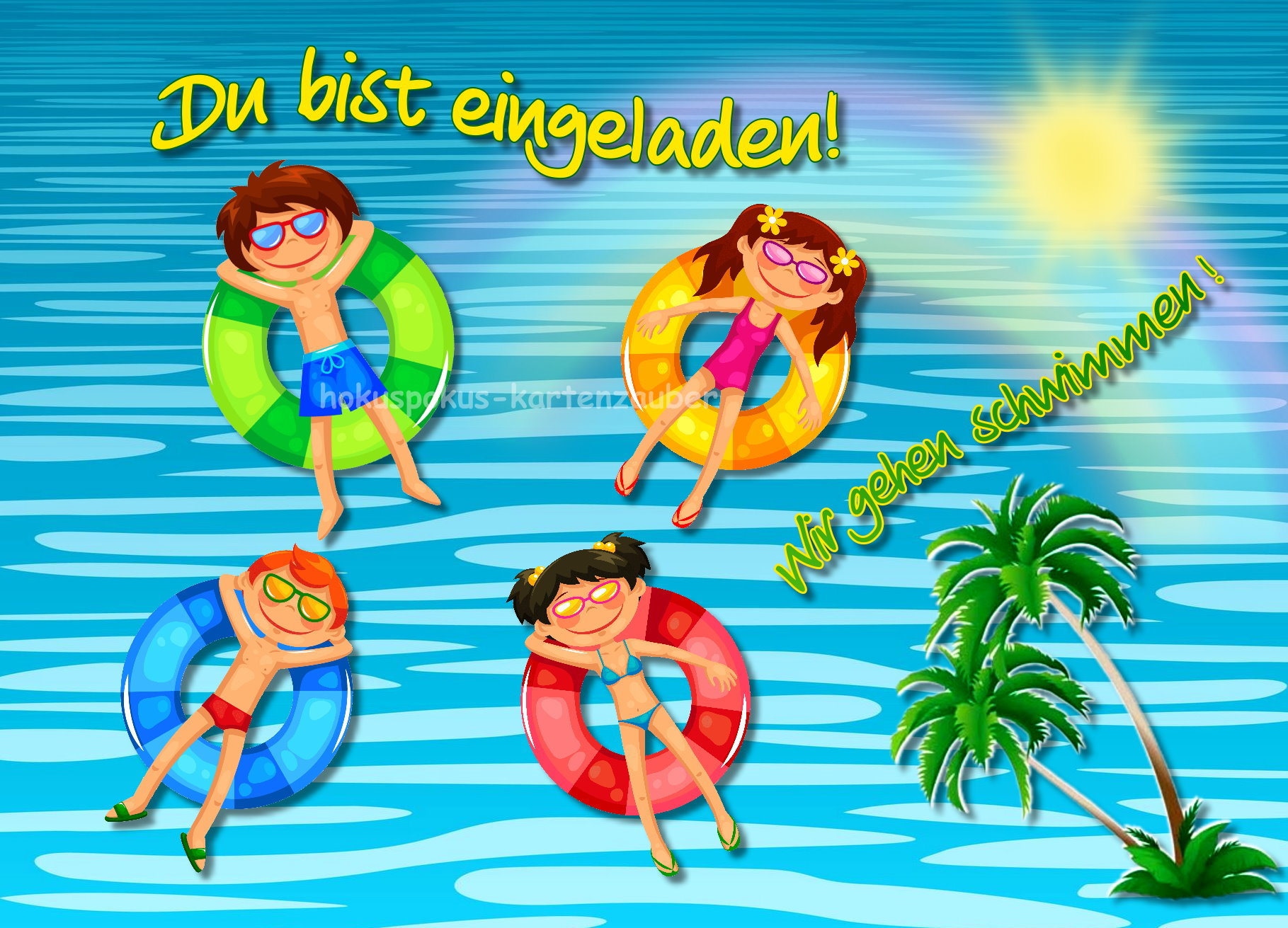 8 Einladungskarten Schwimmbad Geburtstag Kinder Kindergeburtstag